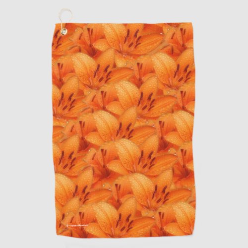 Rain_Kissed Orange Asiatic Tiger Lilies Golf Towel