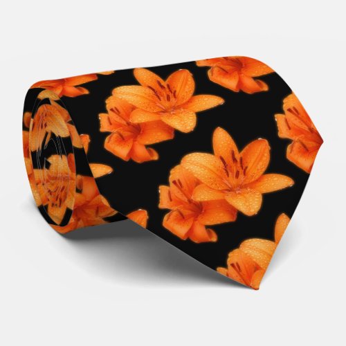 Rain_Kissed Orange Asiatic Tiger Lilies Tie