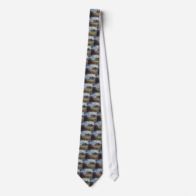 Rain Landscape By Busch Wilhelm (Best Quality) Neck Tie (Front)