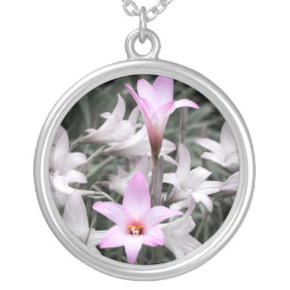 rain lilies silver plated necklace