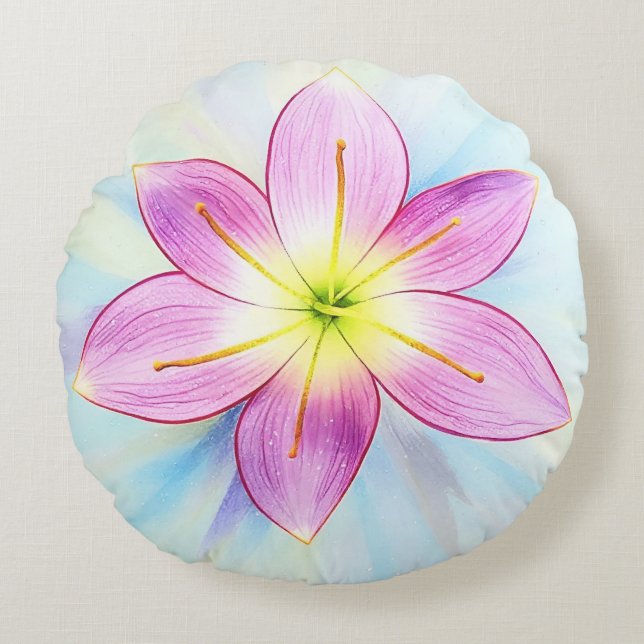 Rain Lily round pillow (Front)