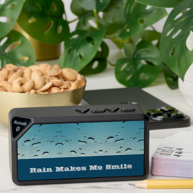 Rain Makes Me Smile Raindrops Photo Rainy Bluetooth Speaker (Insitu(Table))