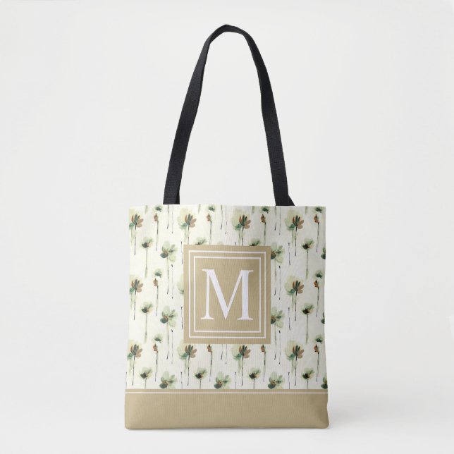 Rain of White Flowers Monogram | Tote Bag (Front)