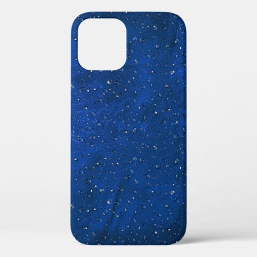 Rain on Blue Leather iPhone 12 Case