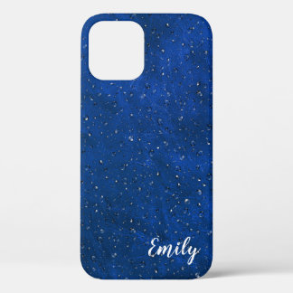 Rain on Blue Leather iPhone 12 Case