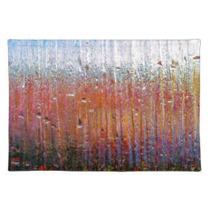 rain on colorful glass placemat