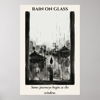 Rain on Glass — Sumi-e Ink Wash Poster