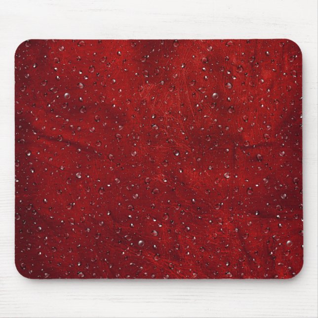 Rain on Red Leather Mouse Pad (Front)