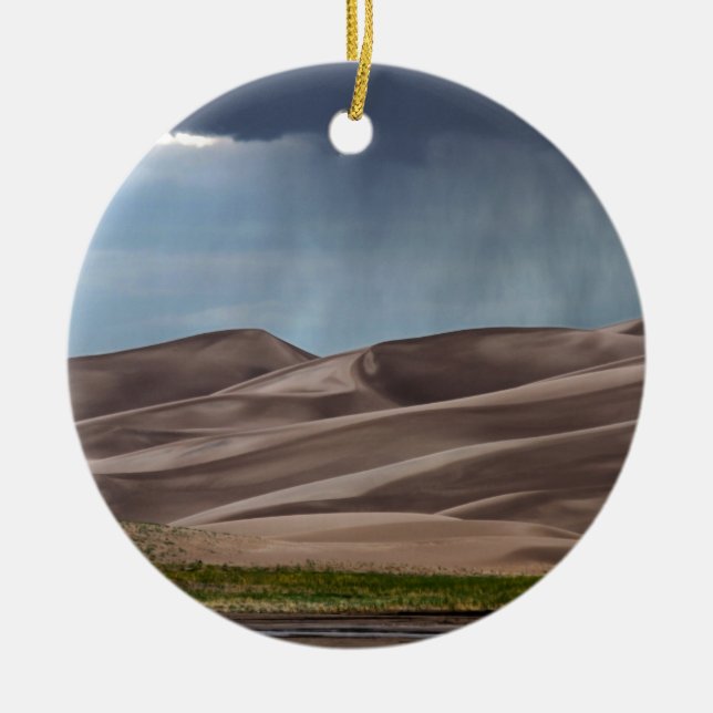 Rain on the Great Sand Dunes Ceramic Ornament (Front)