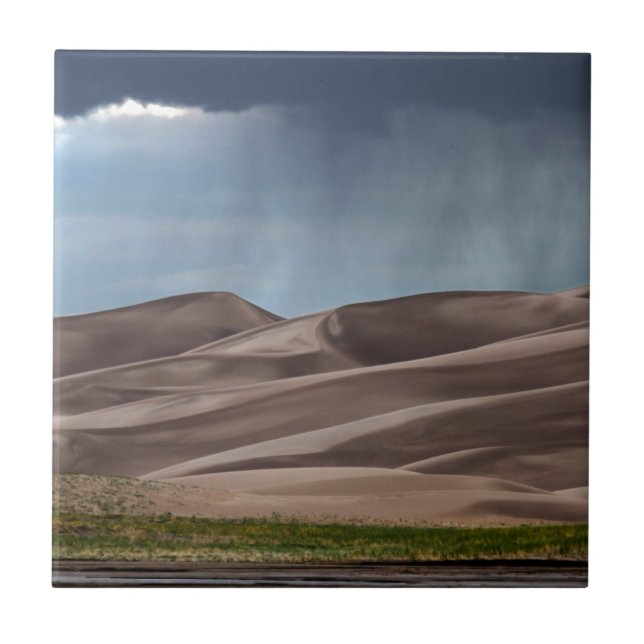 Rain on the Great Sand Dunes Ceramic Tile (Front)