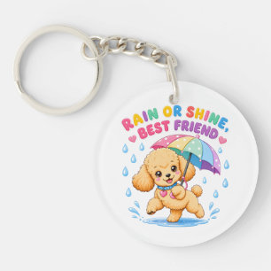 Rain or Shine Best Friend Cute Poodle Dog Design Keychain