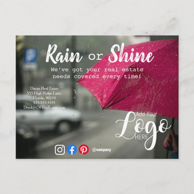 Rain or shine real estate clients referral postcard (Front)