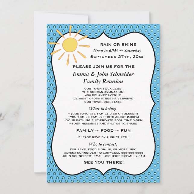 Rain or Shine Reunion, Event or Party Invitation (Front)