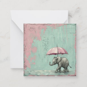 Rain or Shine, Send Smiles: Elephant Umbrellas Note Card