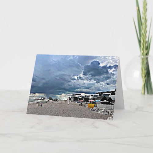 Rain over Hythe Fishermans Beach Blank Card