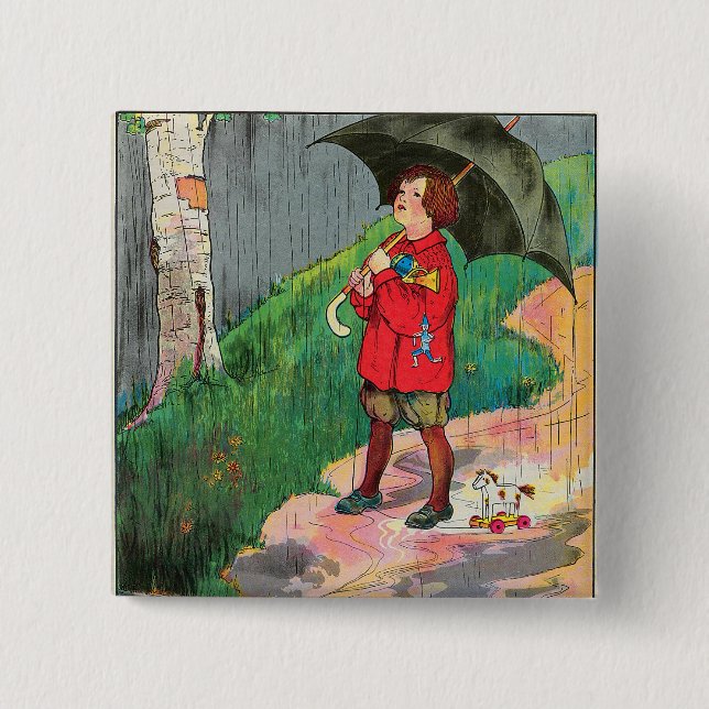 Rain, Rain, Go Away - Mother Goose Nursery Rhyme Button (Front)