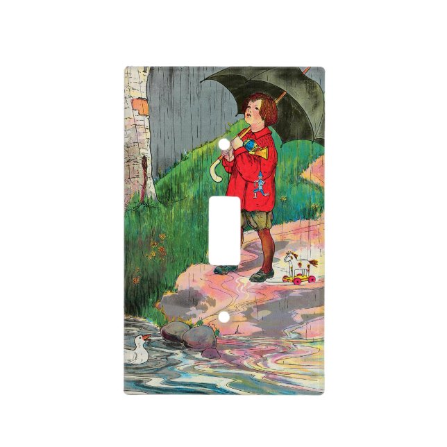 Rain, Rain, Go Away - Mother Goose Nursery Rhyme Light Switch Cover (Front)