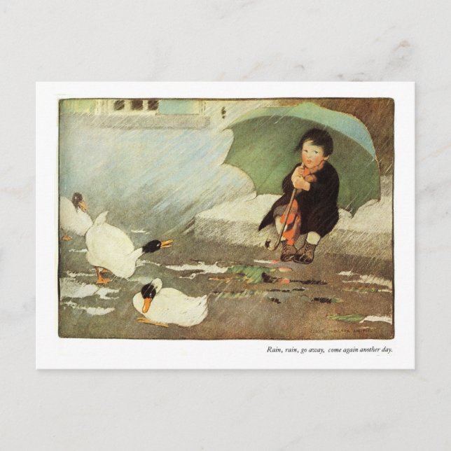 Rain, Rain Go Away Nursery Rhyme Postcard (Front)