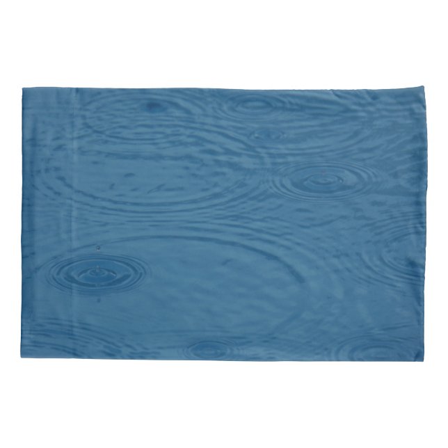 Rain Ripples (Blue Water Waves) Pillow Case (Back)