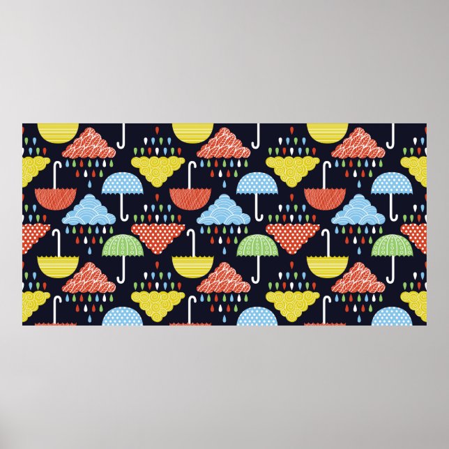 Rain seamless pattern poster (Front)