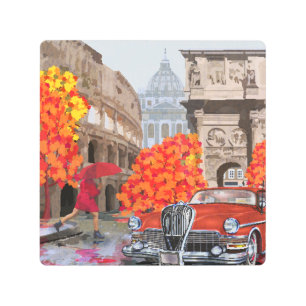 Rain-Soaked Rome Vintage Poster