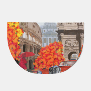 Rain-Soaked Rome Vintage Poster Doormat