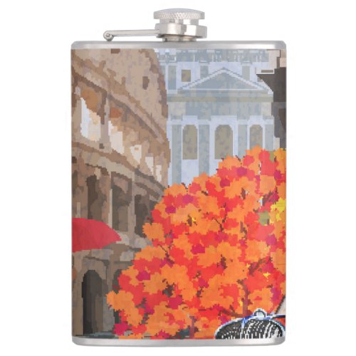 Rain_Soaked Rome Vintage Poster Flask