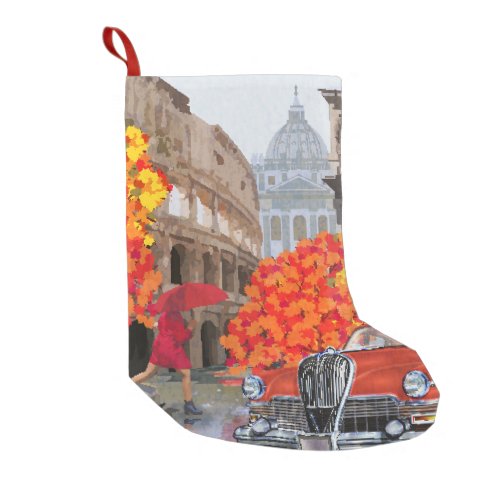 Rain_Soaked Rome Vintage Poster Small Christmas Stocking