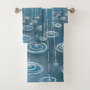 Rain Storm Blue Bath Towel Set