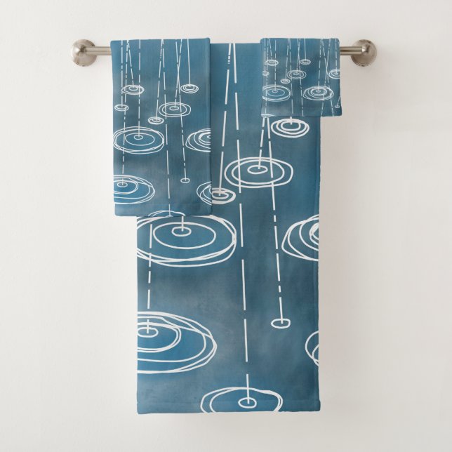 Rain Storm Blue Bath Towel Set (Insitu)