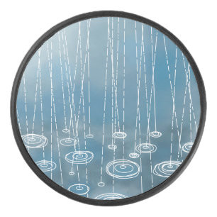 Rain Storm Blue Hockey Puck