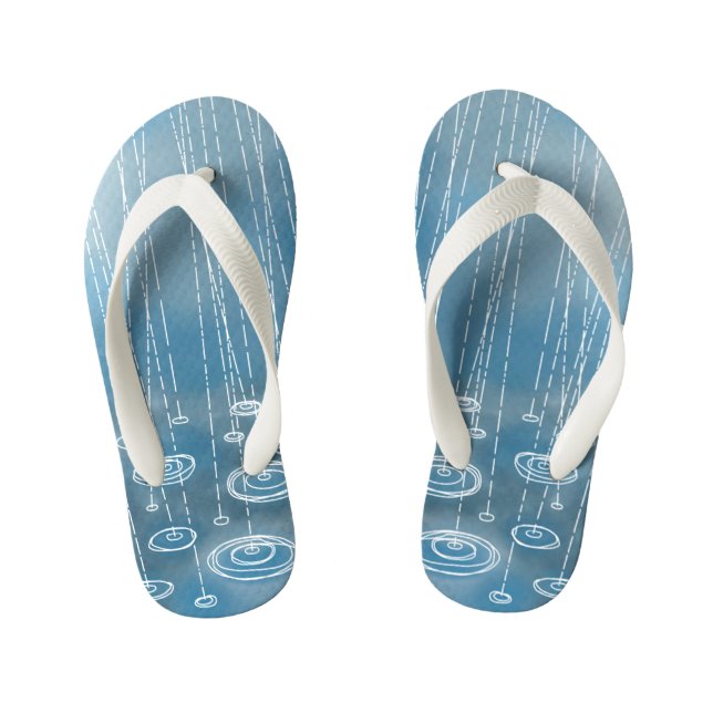 Rain Storm Blue Kid's Flip Flops (Footbed)