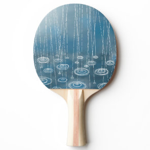 Rain Storm Blue Ping Pong Paddle