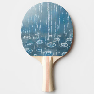 Rain Storm Blue Ping Pong Paddle