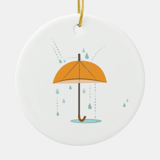 Rain Umbrella Ceramic Ornament (Front)