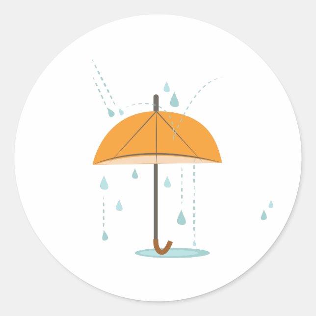 Rain Umbrella Classic Round Sticker (Front)