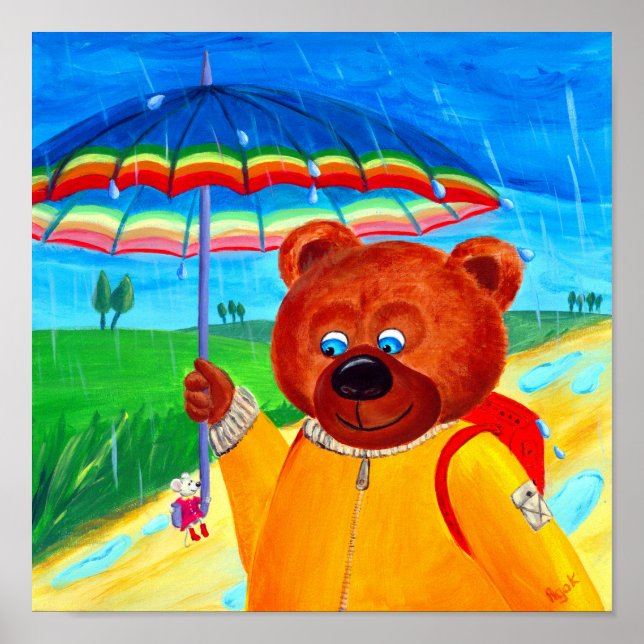 Rain Walk | Bear & Little Mousie | Best Friends Poster (Front)