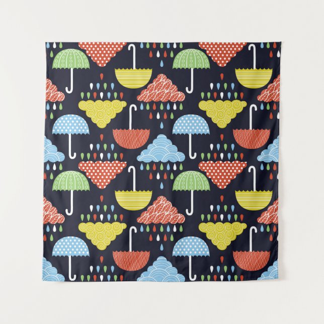 Rain Water Drops Seamless Pattern Tapestry (Front)