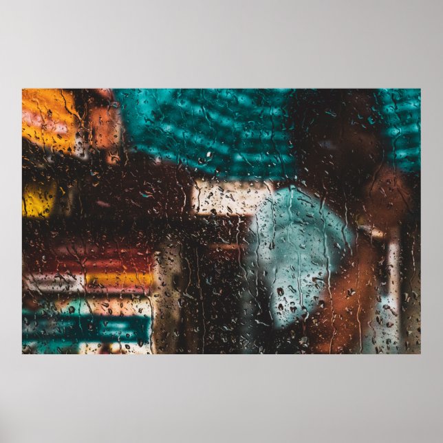 Rain wet water drip window nature poster (Front)
