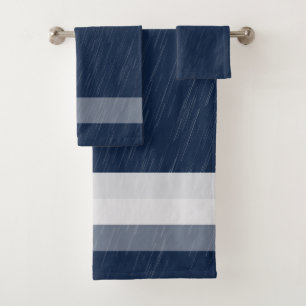 Rain White Navy Blue Pattern Bath Towel Set