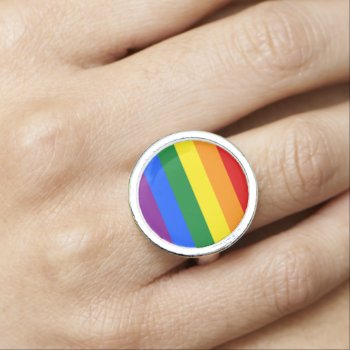 Rainblow Color Flag Ring by iprint at Zazzle