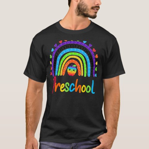 Rainbow 100 Days Of Preschool Poppin 100th Day Pop T_Shirt