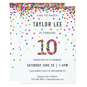 Rainbow 10 Year Old Birthday Party 10th Birthday Invitation Rainbow 10 Year Old Birthday Party 10th Birthday Invitation