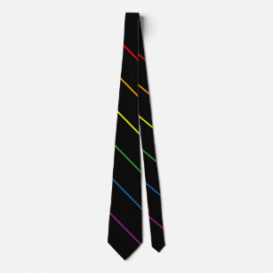 Rainbow 10pt Pinstripes LGBT Supporter Black Tie