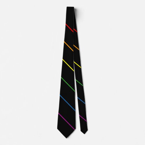 Rainbow 10pt Pinstripes LGBT Supporter Black Tie