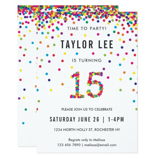 Rainbow 15 Year Old Birthday Party 15th Invitation Rainbow 15 Year Old Birthday Party 15th Invitation