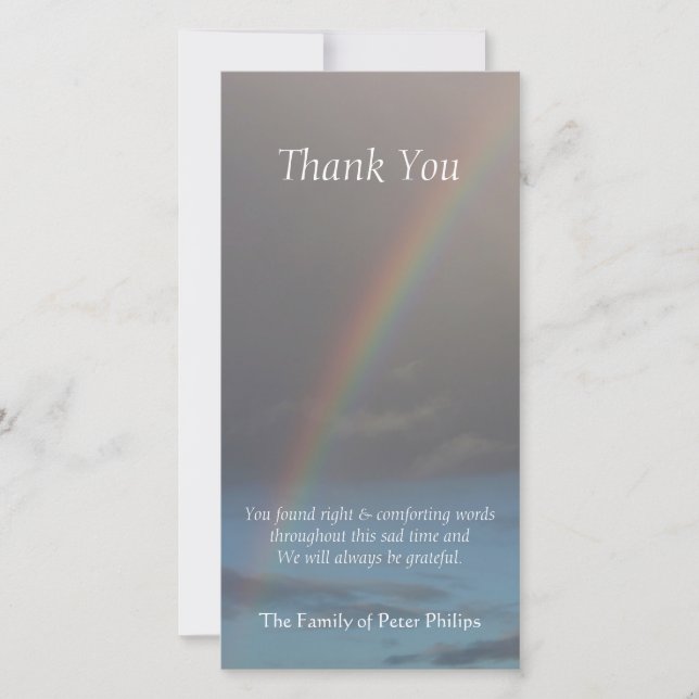Rainbow 1 Sympathy Thank You Photo Card (Front)