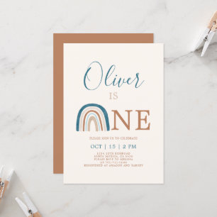 Rainbow 1st Birthday Boy Invitation