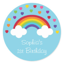 Rainbow 1st Birthday Classic Round Sticker
