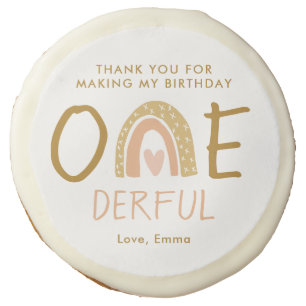 Rainbow 1st Birthday Girl Favors Sugar Cookie